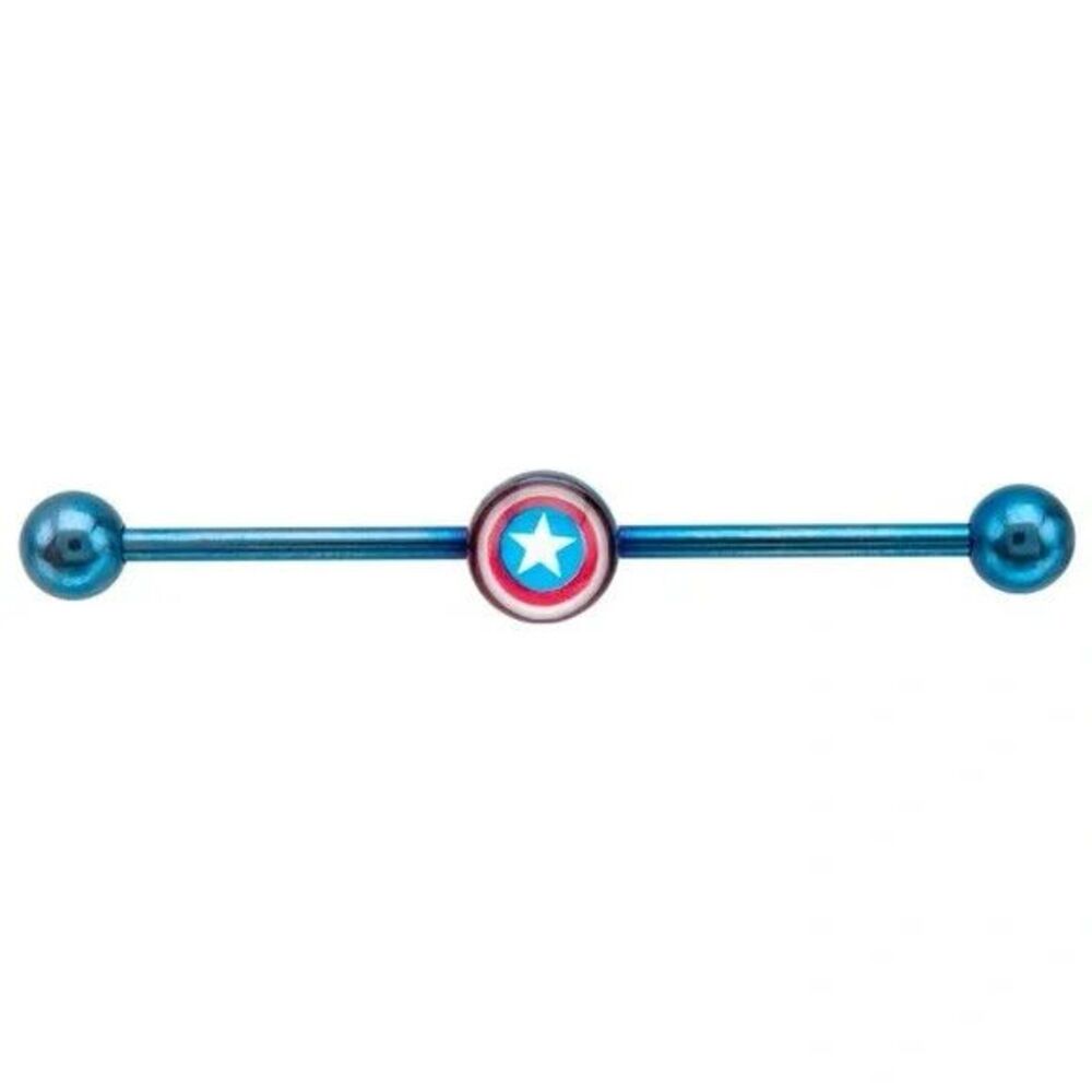 Body Vibe Captain America Industrial B 14G Surgical Steel Licensed Body Piercing